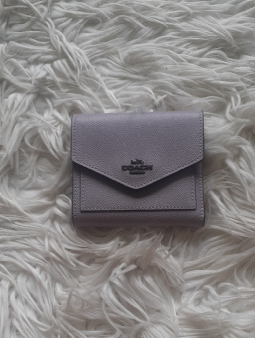 Coach Small Wallet In Lavender Crossgrain Leather